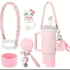 Cute Pink Hello Kitty tumbler Set - tumbler not included